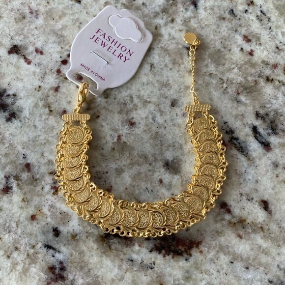 Gold Tone Coin Bracelet - Picture 4 of 7